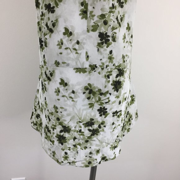 THEORY Gray Green Floral Print KALSTINN Calla 100% Silk High Neck Top - Picture 10 of 10